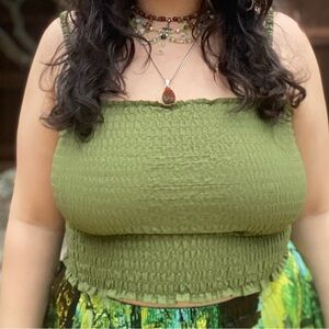 FBC Green Smocked Cami Top